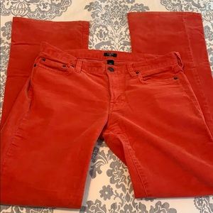 J crew red corduroy pants boot leg 28